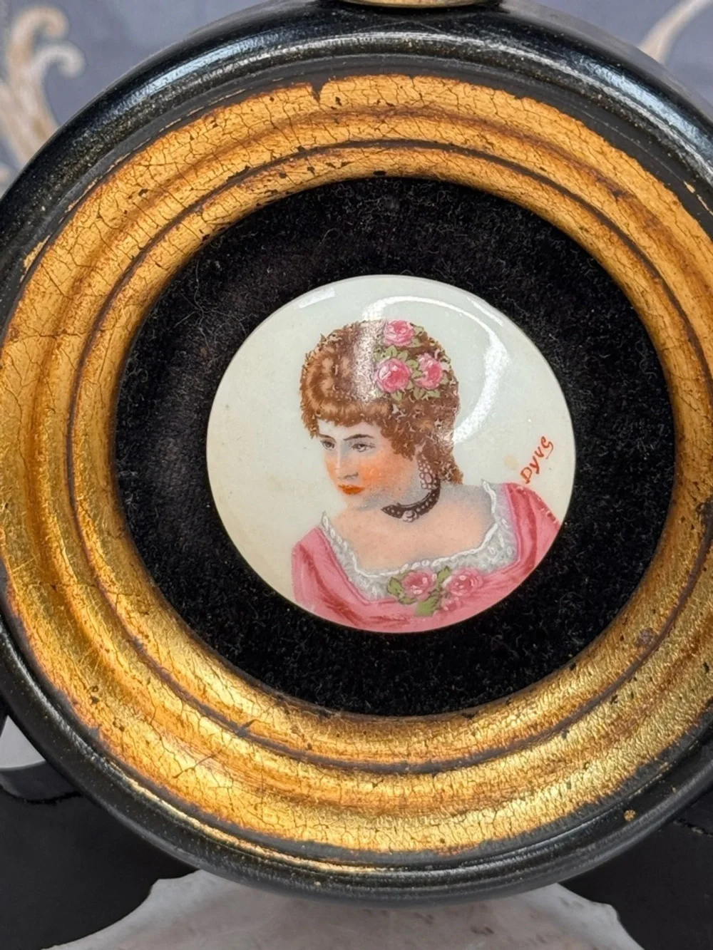 Antique Style Limoges Portrait Miniature Plaque Sungott France Lady